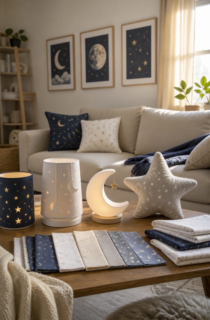 An organized living space showcasing nursery essentials and safety certifications